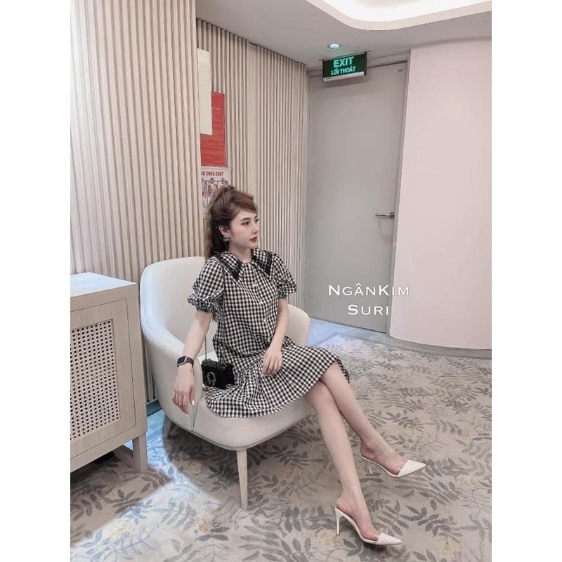 Váy bầu thiết kế️đầm bầu mặc đi làm đi chơi đều được️chất kẻ hàn siêu mát️free size (43-68kg