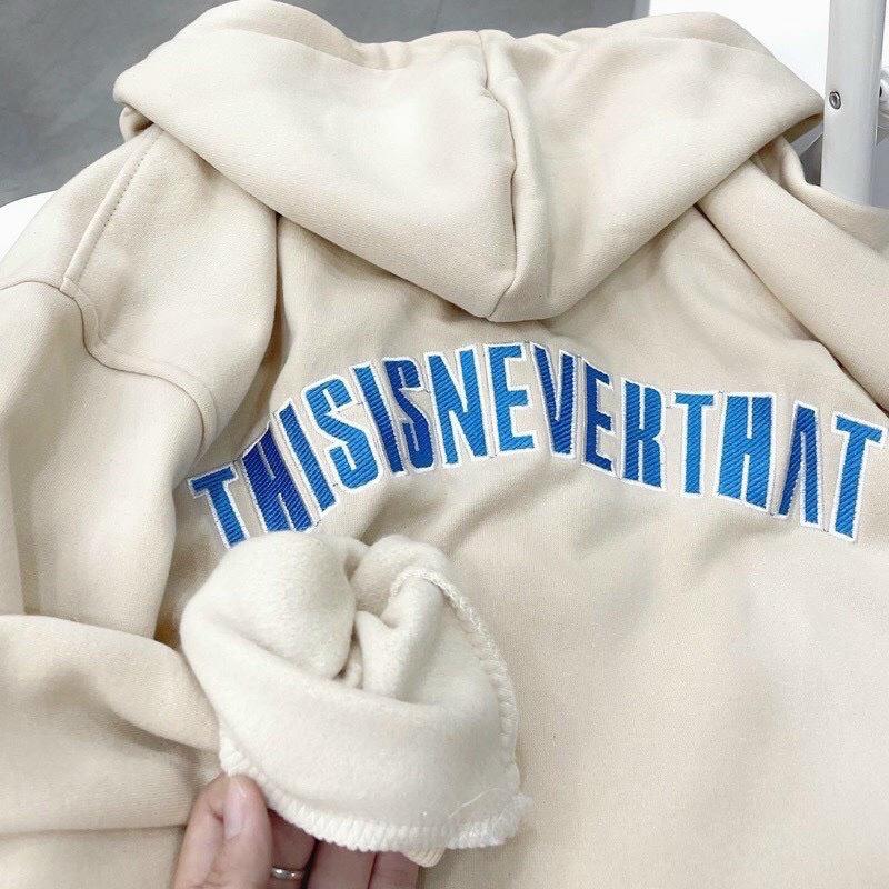 Áo khoác hoodie form rộng áo khoác unisex chất nỉ ngoại cao cấp thêu logo THISISNEVERTHAT