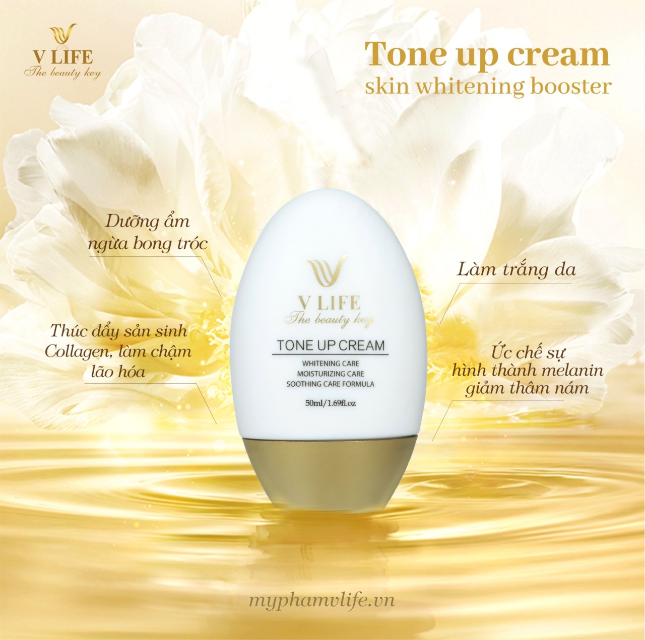 [NHẬP KHẨU HÀN QUỐC]Vlife Tone Up Kem Dưỡng Ẩm, Làm Trắng, Tái Tạo, Phục Hồi Da Hư Tổn