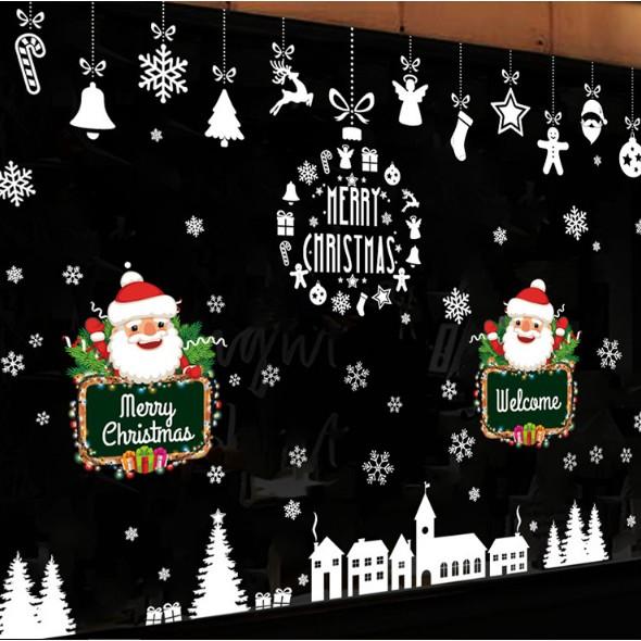 COMBO Decal dán Noel - Rèm dây Nhà Thờ kết hợp khung Noel bảng chữ