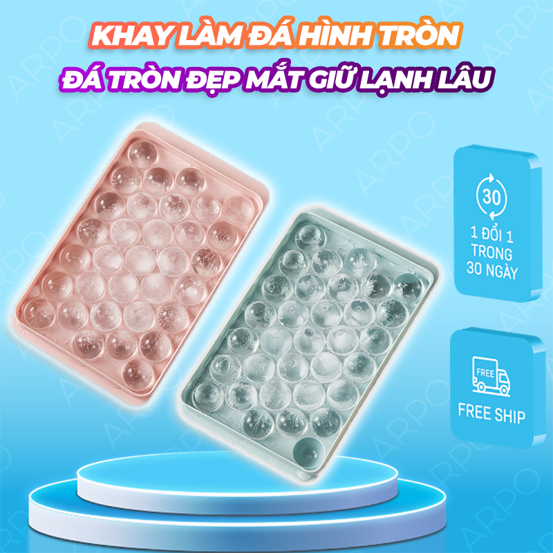 Khay Làm Đá Tròn Có Nắp Đậy Cao Cấp Tạo Hình Đẹp Mắt Sang Trọng, Khay Làm Thạch Hoa Quả Dễ Thương