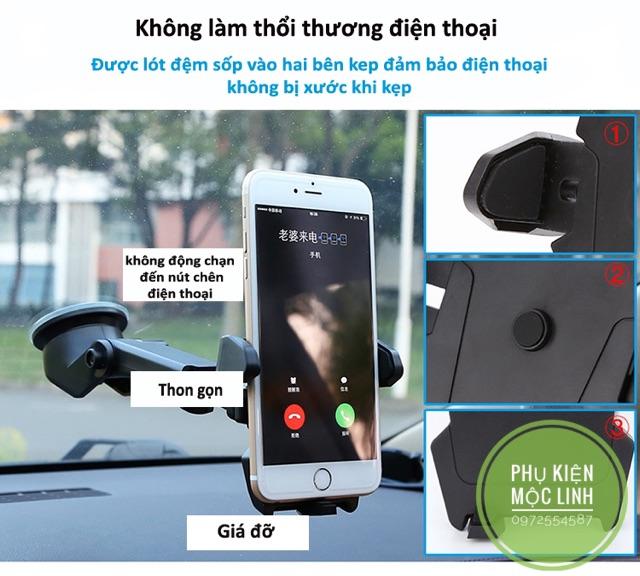 Giá đỡ kẹp điện thoại trên xe hơi xoay 360 độ ô tô ở mọi vị trí kéo gấp thu gọn