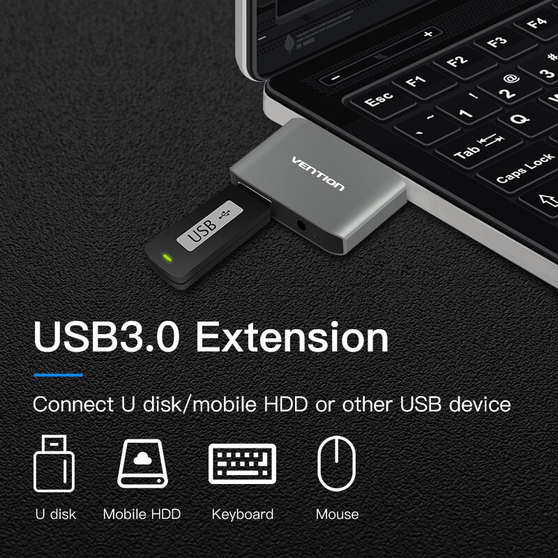 Chuyển đổi Type-C to USB 3.0/Audio 3.5mm chính hãng Vention - CFHH0