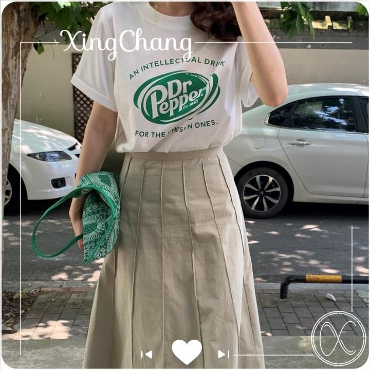 Áo thun nữ hè dáng basic, áo thun phong cách công sở XingChang chất mịn đẹp nữ tính in PEPPER mã NXC26