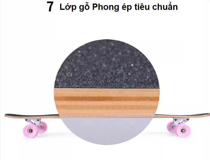 Ván Trượt Chuyên Nghiệp Dành Cho Thanh Thiếu Niên,Mặt Nhám Chống Trơn Trượt Size Lớn 107cm x 25cm + Bánh PU 95A + Trục Hợp Kim Nhôm