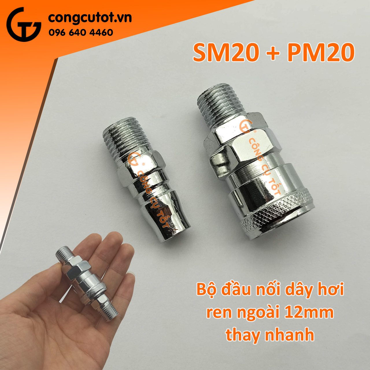 Bộ đầu nối dây hơi phi 8 ren ngoài M12