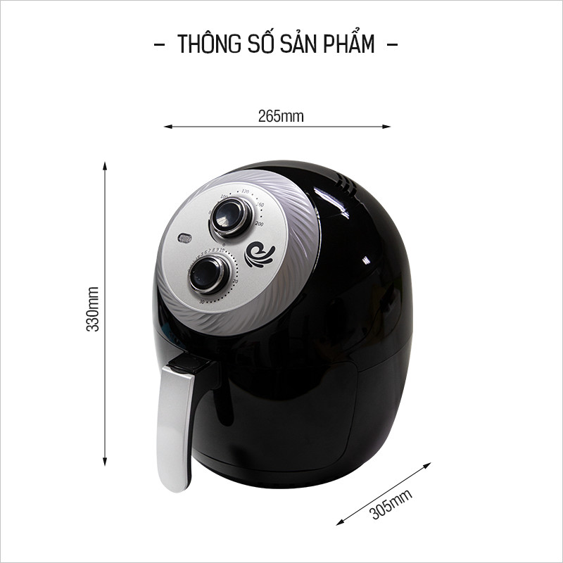 Nồi Chiên Không Dầu Dung Tích 3.5L, Công Suất 1400W, Chuyên Dùng Chiên, Nướng An Toàn Cho Sức Khỏe - Hàng Chính Hãng