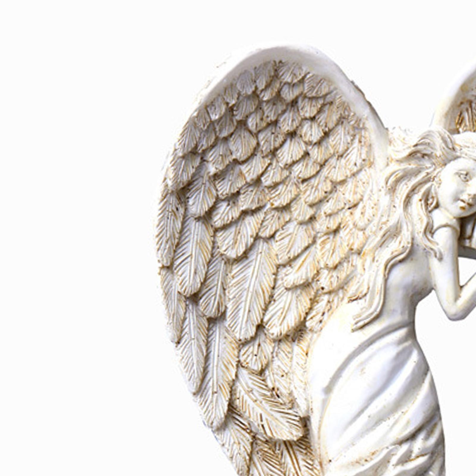 Angel Wings Wall Decoration, Antique Hanging Resin Angel Wings, Wall Art Décor Sculpture for Home Bedroom Living Room Garden Fairy