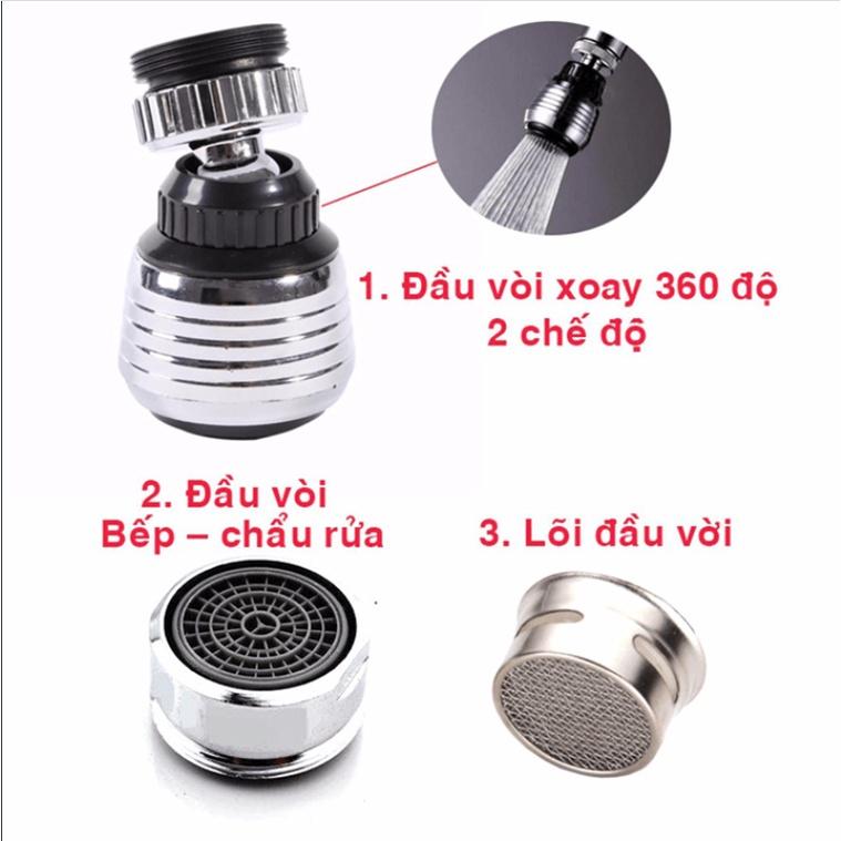 Đầu Vòi Xịt Nước Tăng Áp Cho Vòi Bồn Rửa  Flex 360, đầu nối vòi rửa bát tăng áp xoay 360 độ điều chỉnh chế độ nước