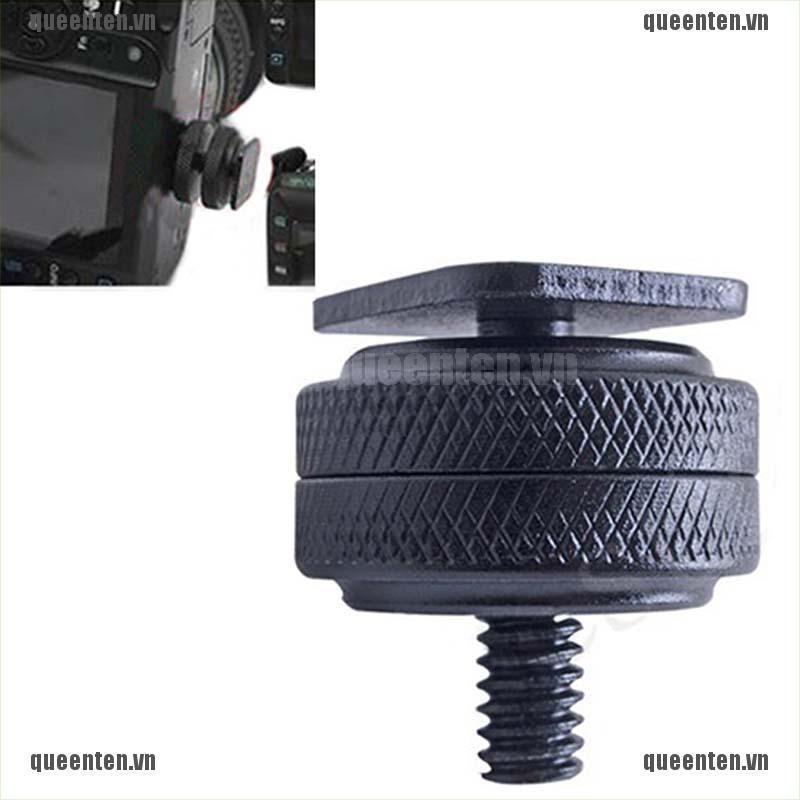 1/4 Inch Dual Nuts Tripod Mount Screw to Flash Camera Hot Shoe Adapter QUVN