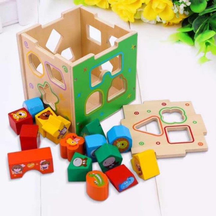 1. Hộp thả hình khối động vật - Đồ chơi gỗ đáng yêu cho bé thêm say mê khám phá