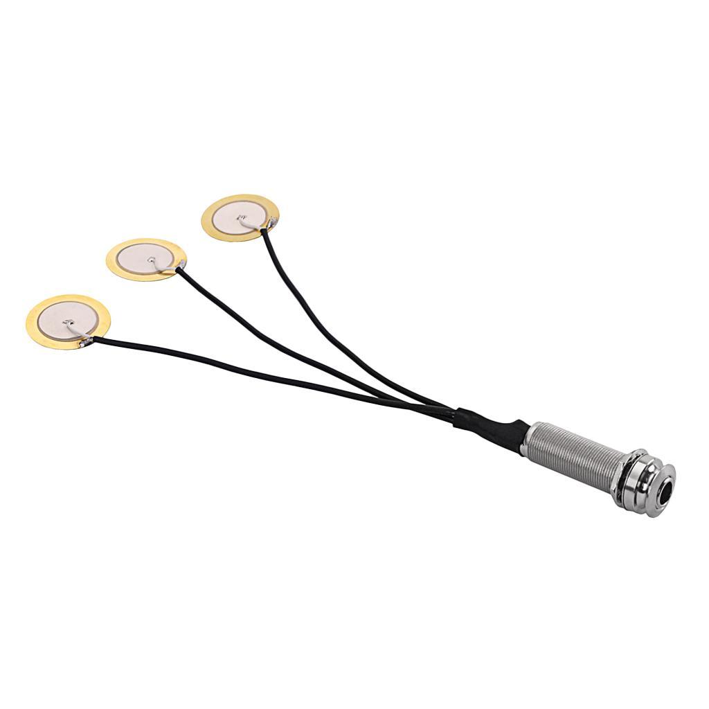 Piezo Pickup 3 Transducer 6.35mm for Guitar Ukulele Mandolin Banjo
