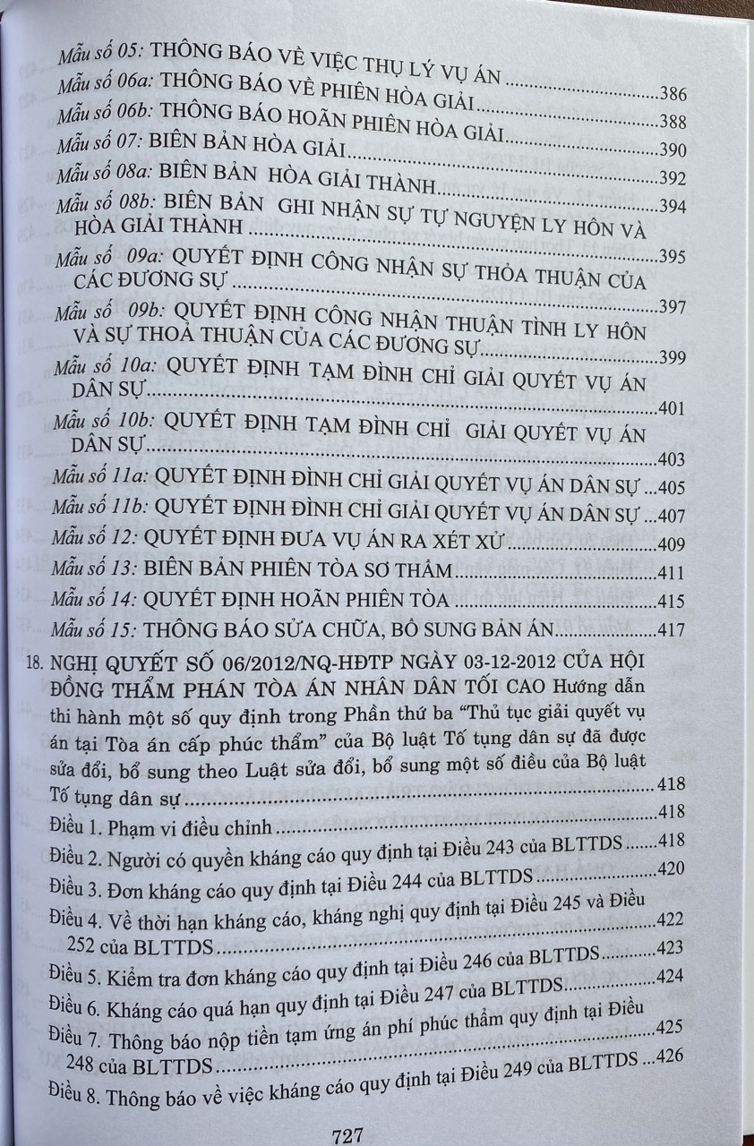 Hệ Thống Các Nghị Quyết Của Hội Đồng Thẩm Phán, Toà Án Nhân Dân Tối Cao Về Dân Sự Và Tố Tụng Dân Sự Từ Năm 1990 Đến 2023