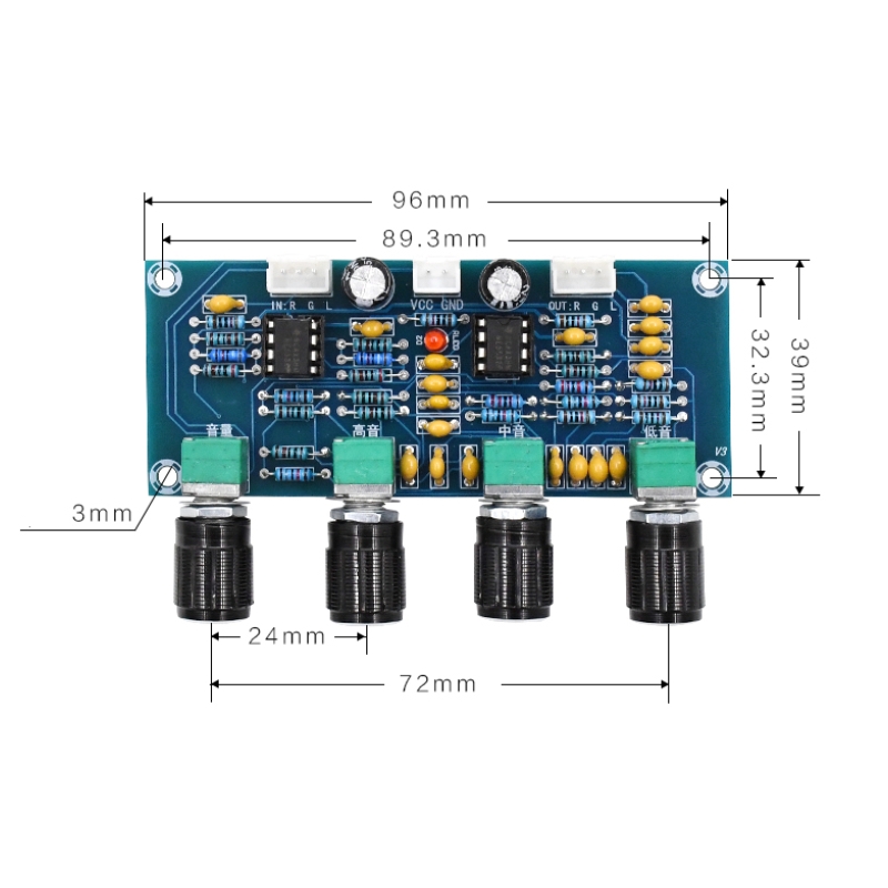 XH-A901 NE5532 Tone Board Preamp Pre-amp with Treble Bass Volume Adjustment Pre-amplifier Tone Controller for Amplifier Board