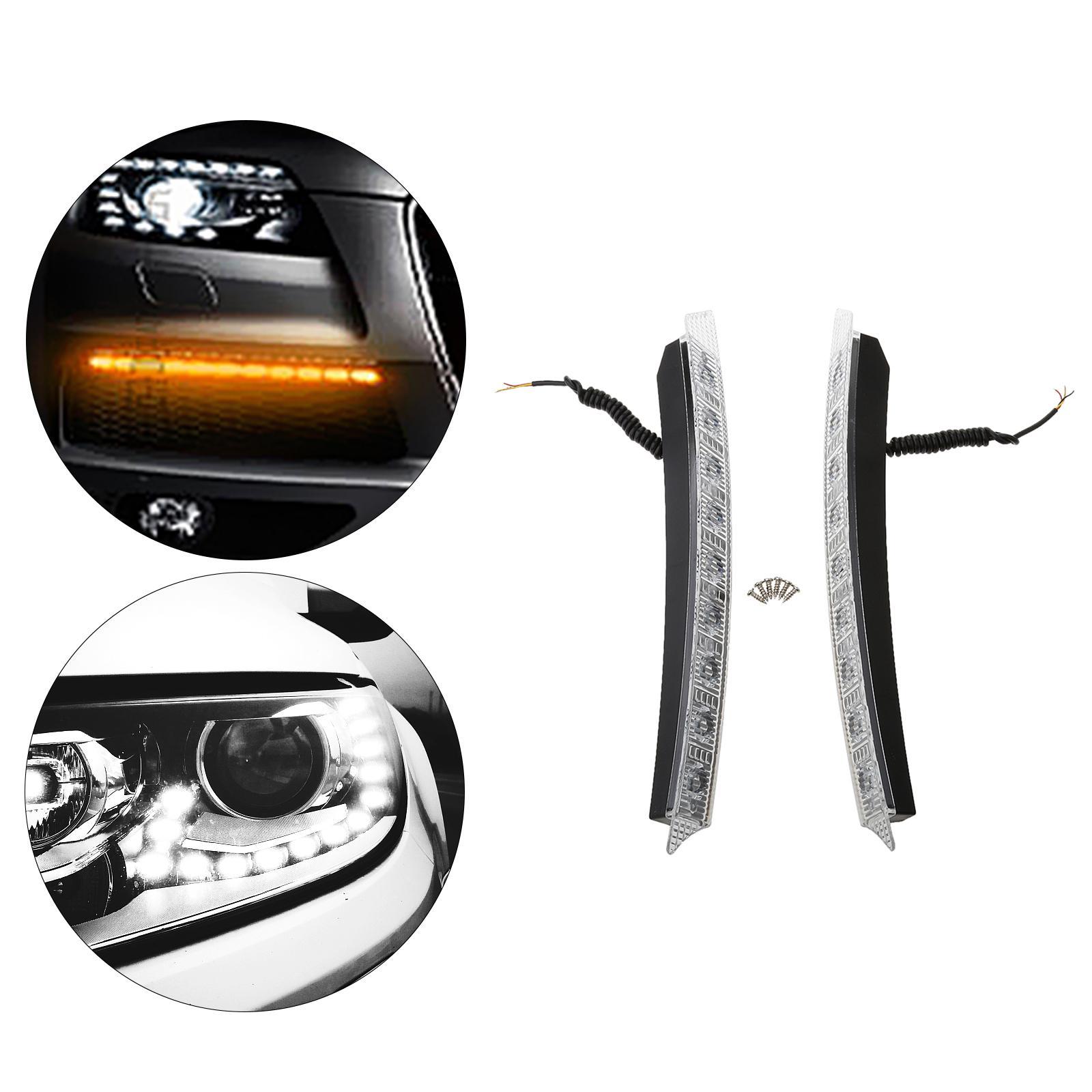 2x White&Amber LED Daytime Running Light for  C6 A6 S6 Q5 Q7  E90 E92