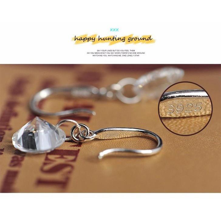 Bông tai bạc 925 đá nhân tạo tòng ten