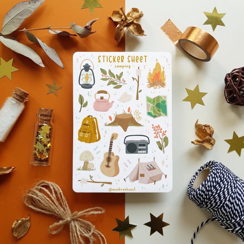 Sticker Sheet CAMPING   Chuyên dán sổ  Bullet Journal Stickers, Sticker Du Lịch - Sticker Làm Sổ