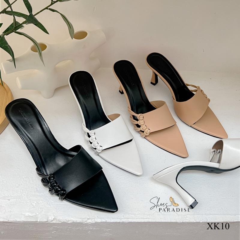 Giày nữ cao gót đẹp guôc nữ quai ngang giày mũi nhọn gót nhọn guốc nữ SHOES PARADISE xk10