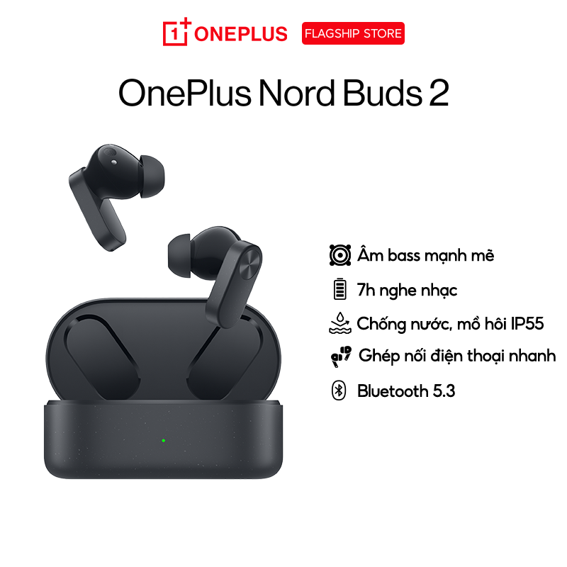 Tai nghe OnePlus Nord Buds 2 | Độ trễ thấp 94ms | Chống ồn chủ động ANC | Bluetooth 5.2 - Hàng Chính Hãng