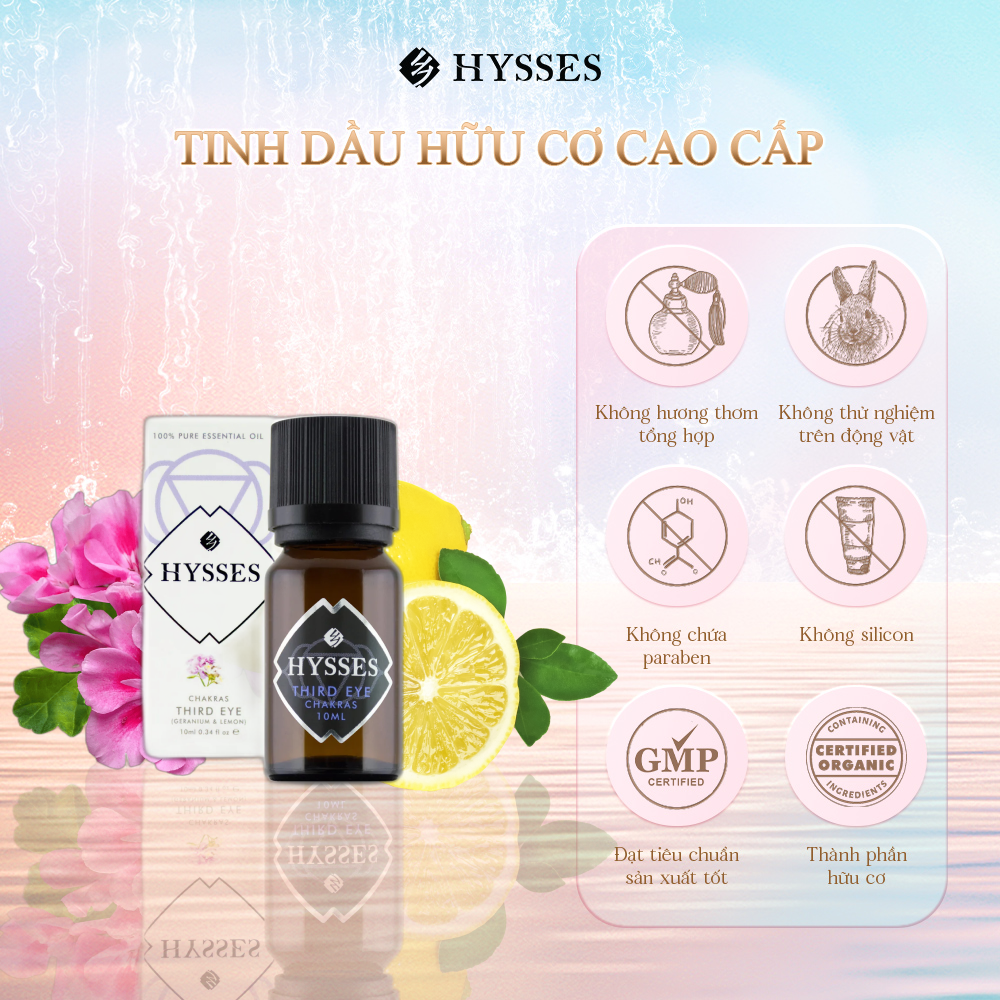 Tinh Dầu Cao Cấp Hysses Chakras Third Eye Tăng Năng Lượng Luân Xa Trí Tuệ Cải Thiện Tinh Thần, Giác Quan, Giảm Đau Nửa Đầu, Mất Ngủ, Hay Quên Với Chiết Xuất Phong Lữ - Chanh Vàng Hữu Cơ Tự Nhiên