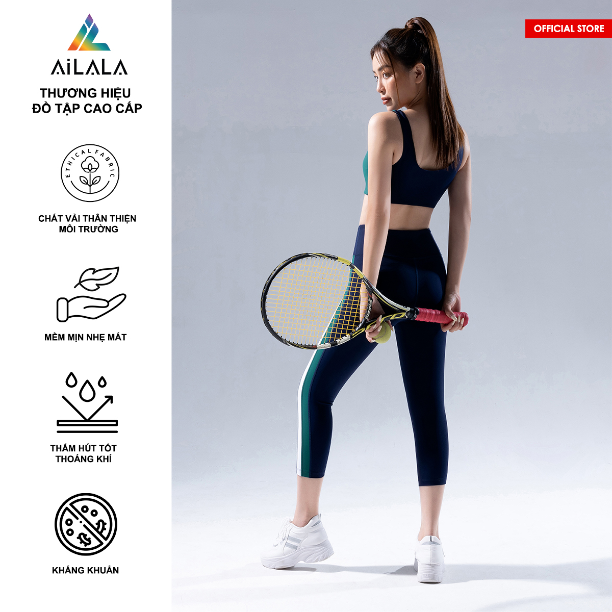 Bộ quần áo thể thao nữ AiLALA LUX48, Đồ tập Yoga Gym Pilates, chất vải Hi-tech cao cấp