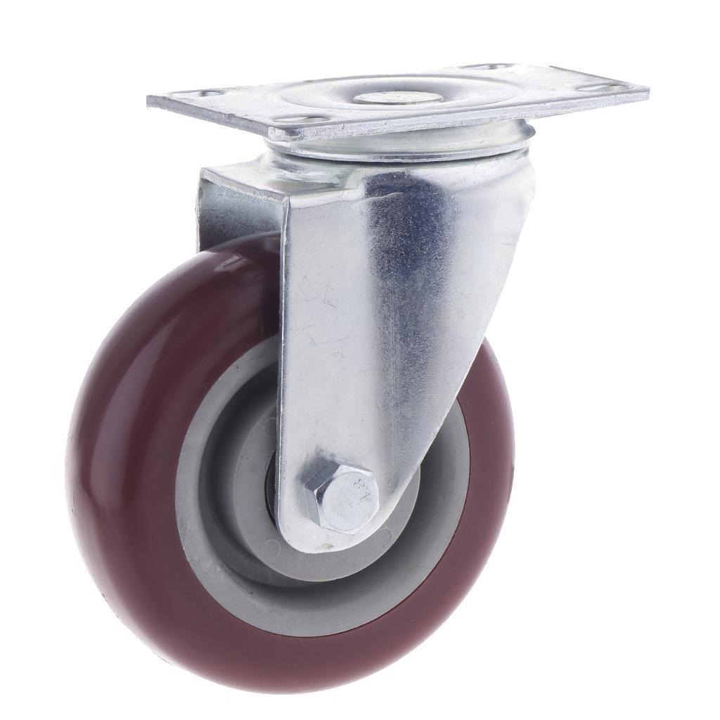 2pcs 4 Inch Swivel Caster Rubber Wheel Top Plate Bearing Heavy Duty - No Brake