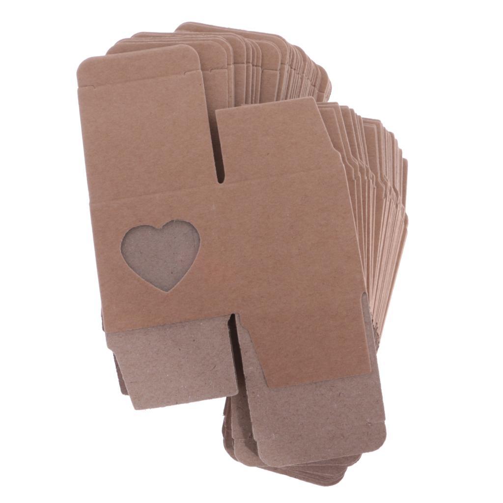2X 50 Pieces DIY Kraft Rustic Candy Gift Boxes Heart Window Decor Wedding Favor