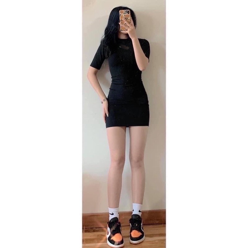 Đầm Body Cổ Tròn Cộc Tay Co Giãn 4 chiều