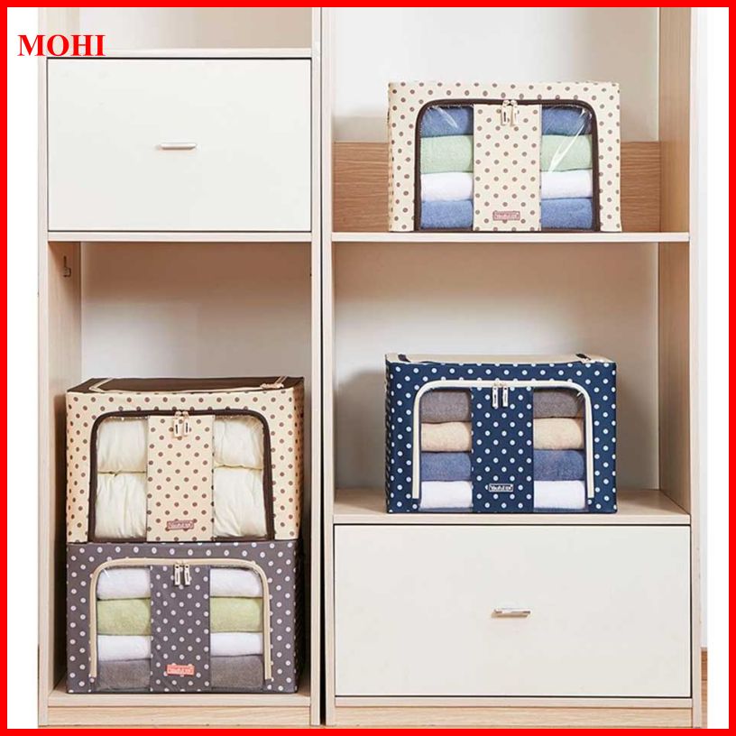 Túi vải đựng quần áo, chăn mền 66L, 100L Cao Cấp khung thép chịu lực - Hộp vải đựng đồ cao cấp đa năng - Hàng chính hãng