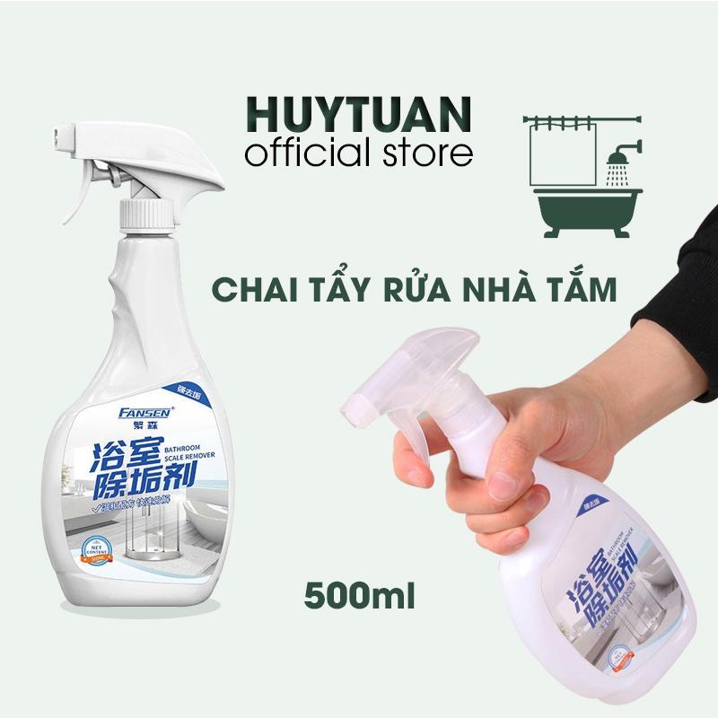 Chai xịt tẩy cặn canxi trên bồn rửa sứ, vòi rửa inox, vách kính, gạch men nhà tắm siêu sạch chai 500ml (FS500)