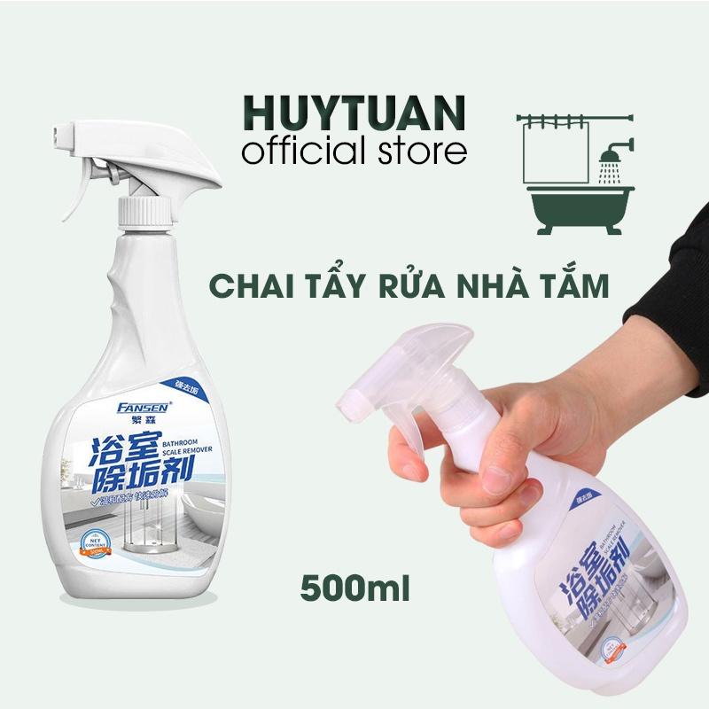 Chai xịt tẩy cặn canxi trên bồn rửa sứ, vòi rửa inox, vách kính, gạch men nhà tắm siêu sạch chai 500ml