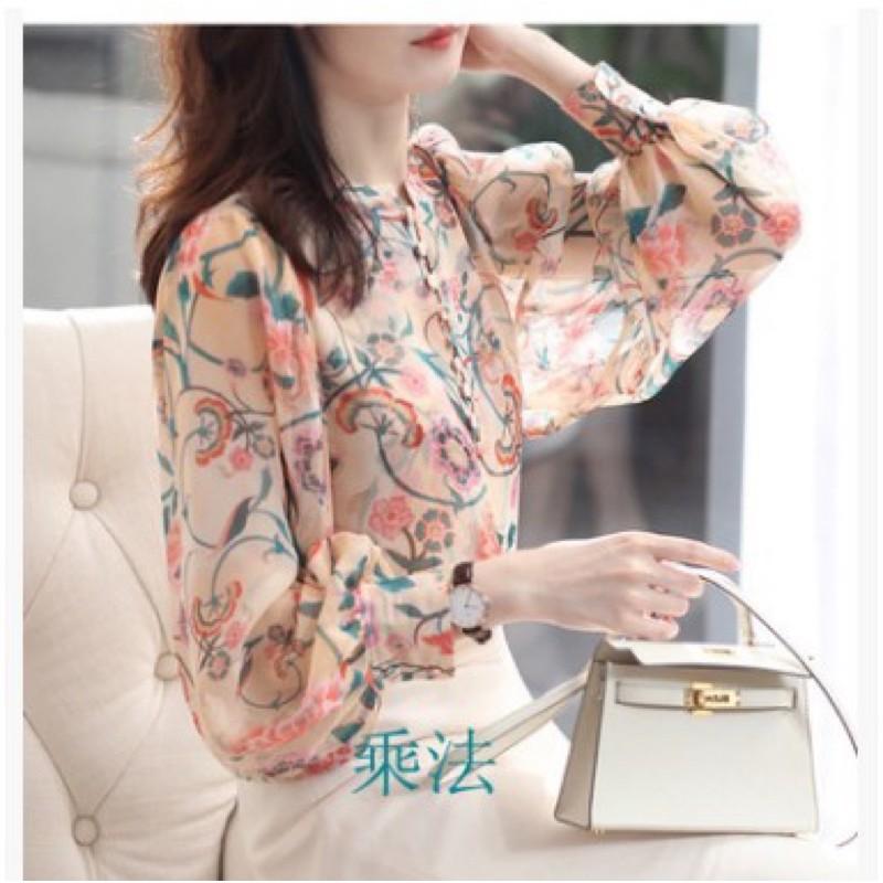 Áo Voan Lụa Nữ Tay Dài Hoạ Tiết Hoa Mùa Hè