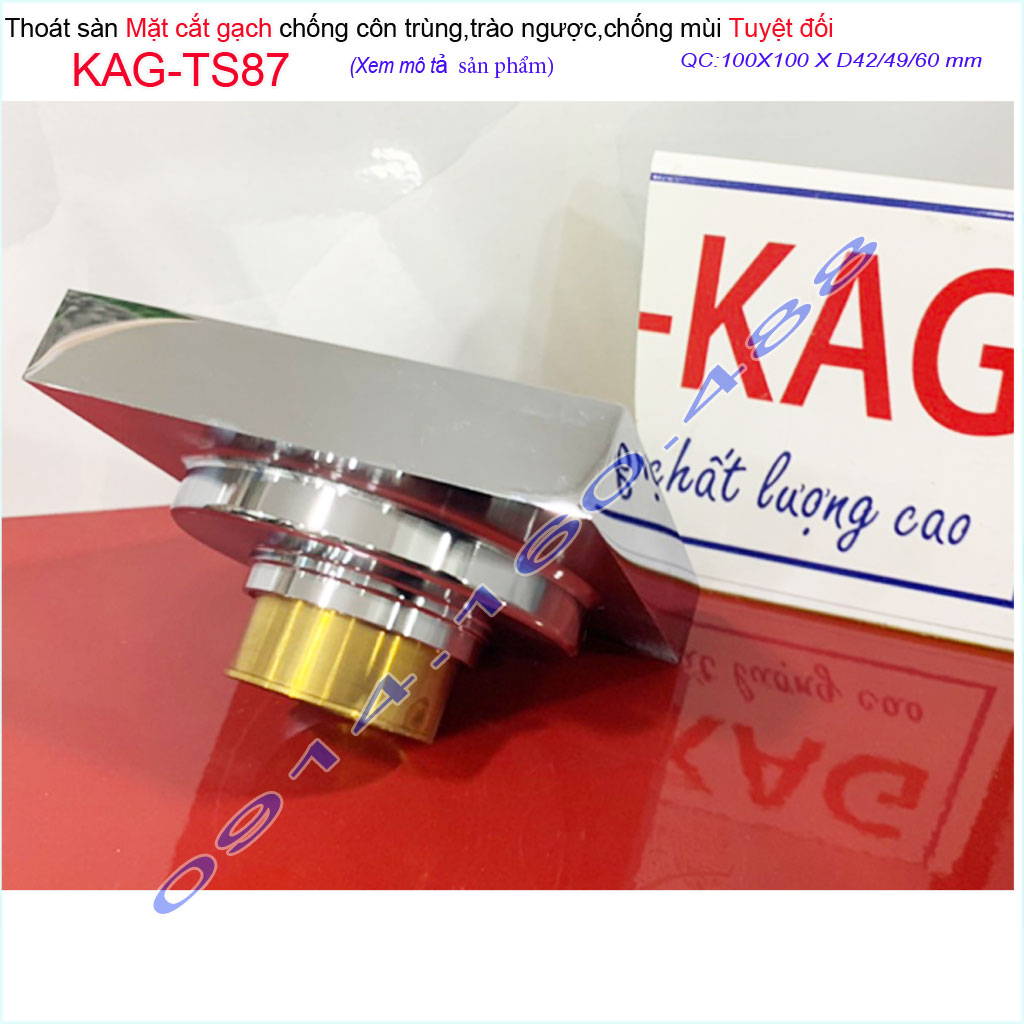 Thoát sàn mặt cắt gạch10x10m, thoát sàn âm inox 304 KAG-TS87, phễu thoát sàn chống hôi chống côn trùng thoát nhanh chặn tóc tốt