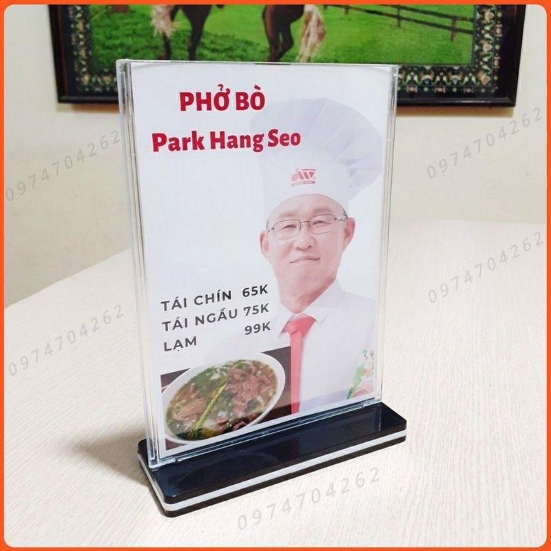 Menu mica chuẩn Việt Nam đế lùa đen khổ A6(15x10cm) - A6 đứng