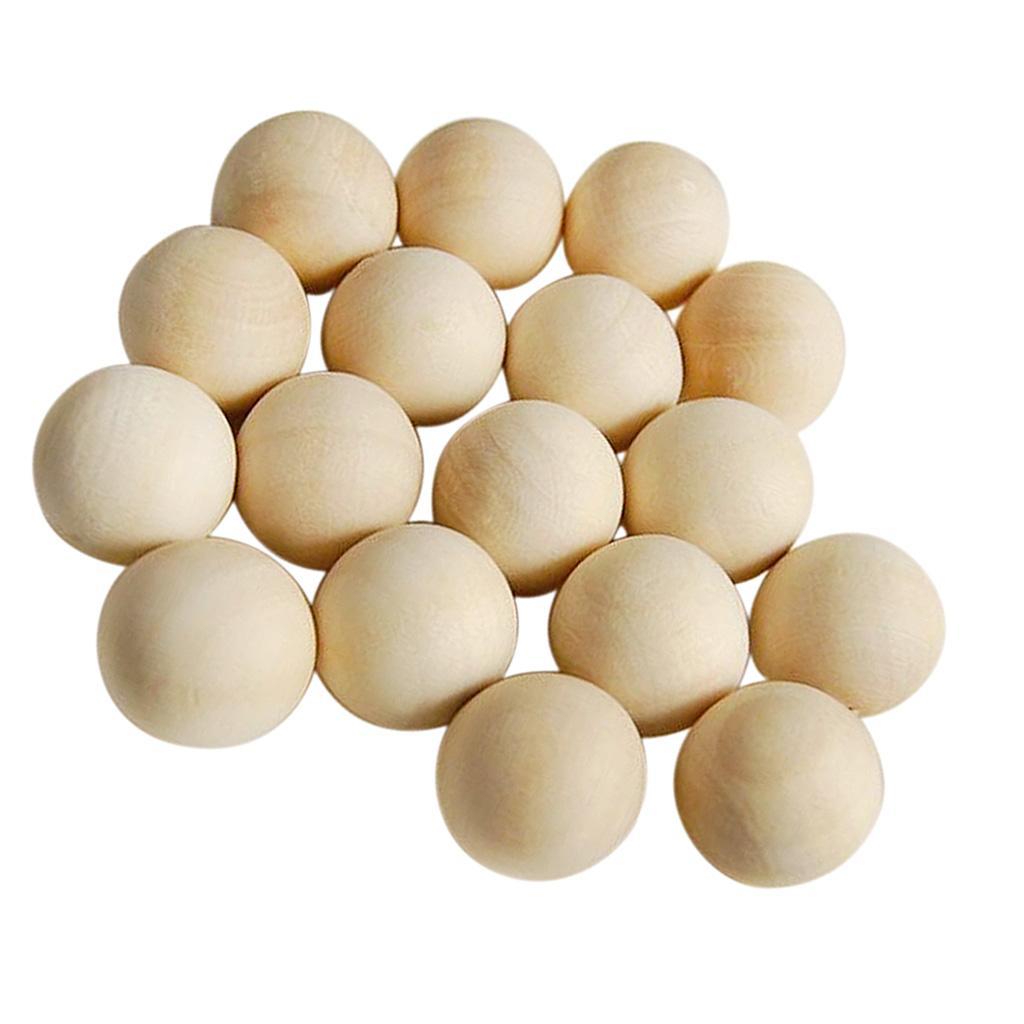 600pcs No Hole Round Ball Wooden Beads Painting Woodworking DIY Craft