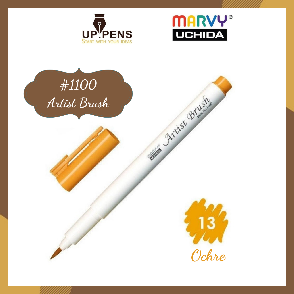 Bút lông đầu cọ viết calligraphy Marvy Artist Brush 1100 - Ochre (13)