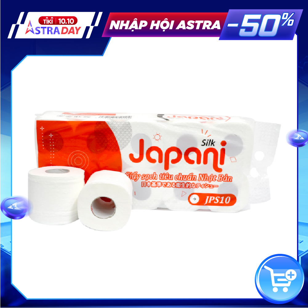 Giấy vệ sinh 3 lớp cao cấp có lõi JAPANI SILK | Thế Giới Giấy | 100% bột giấy nguyên sinh | 10 cuộn