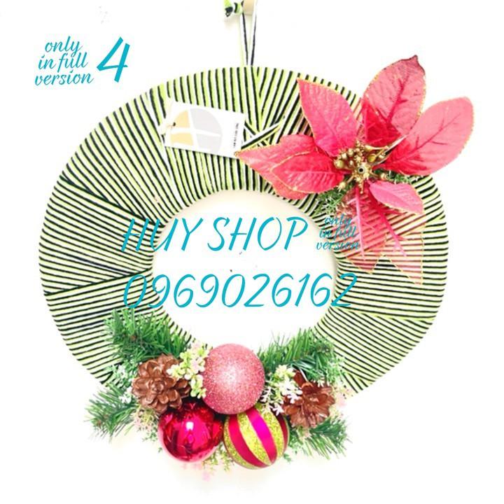 VÒNG HOA TREO TƯỜNG TRANG TRÍ GIÁNG SINH NOEL 35CM 0104