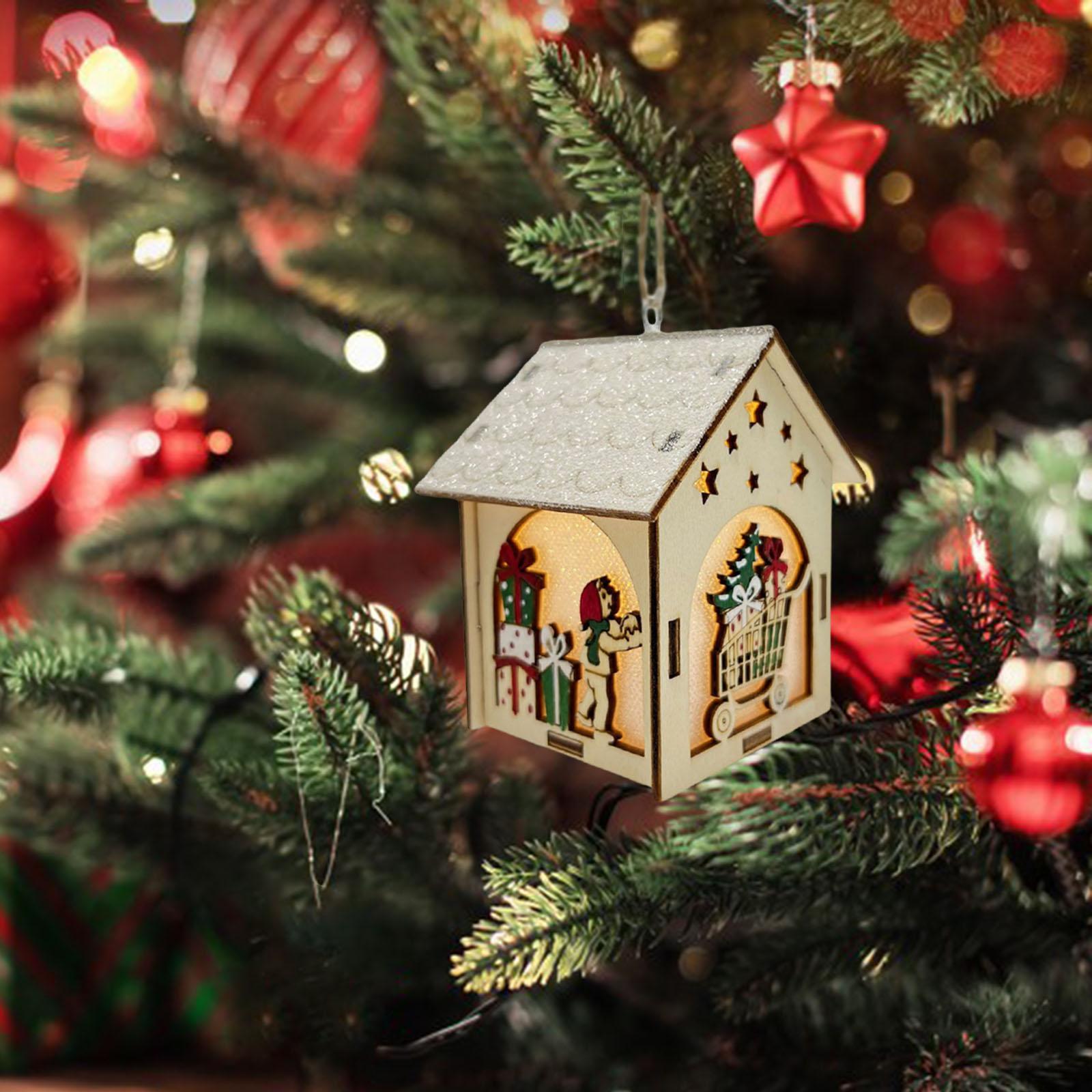 Mini Wooden House Building Set Lights up for Christmas Tabletop Decoration