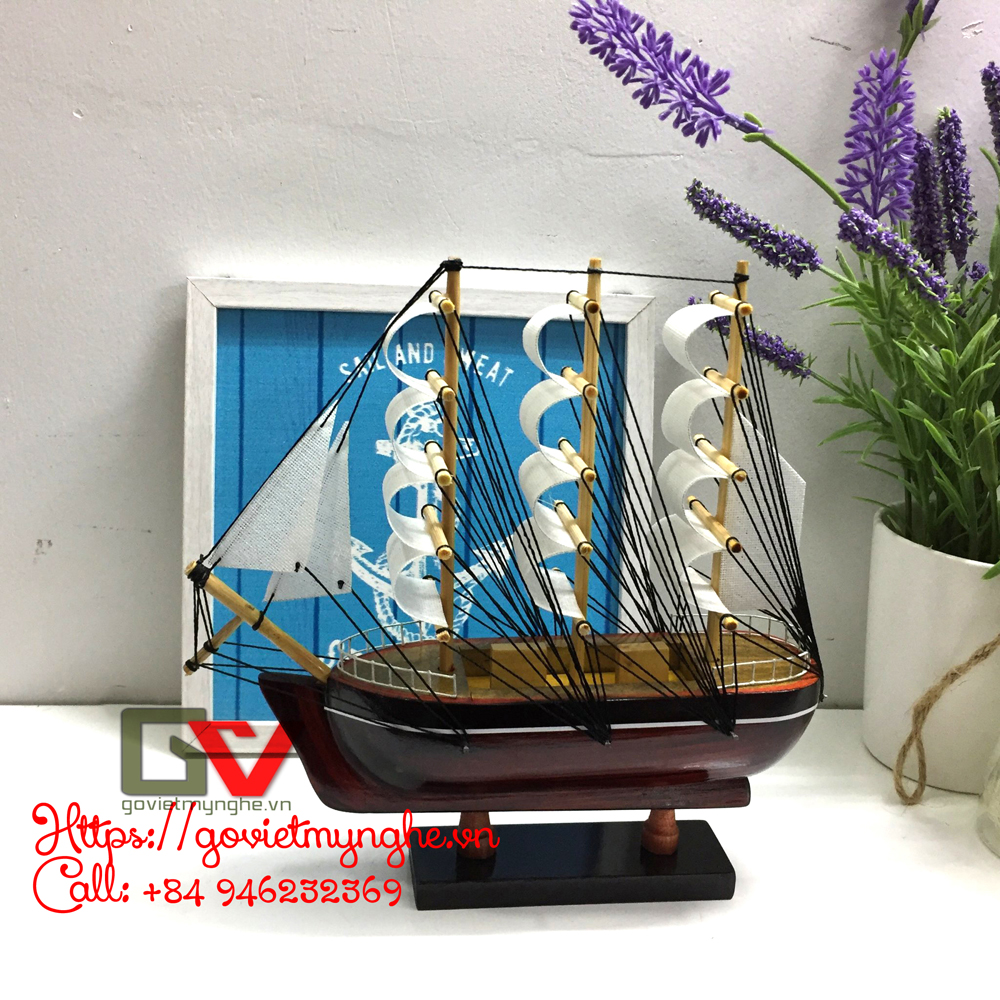 Mô hình thuyền gỗ trang trí Le Belem - thân 20cm