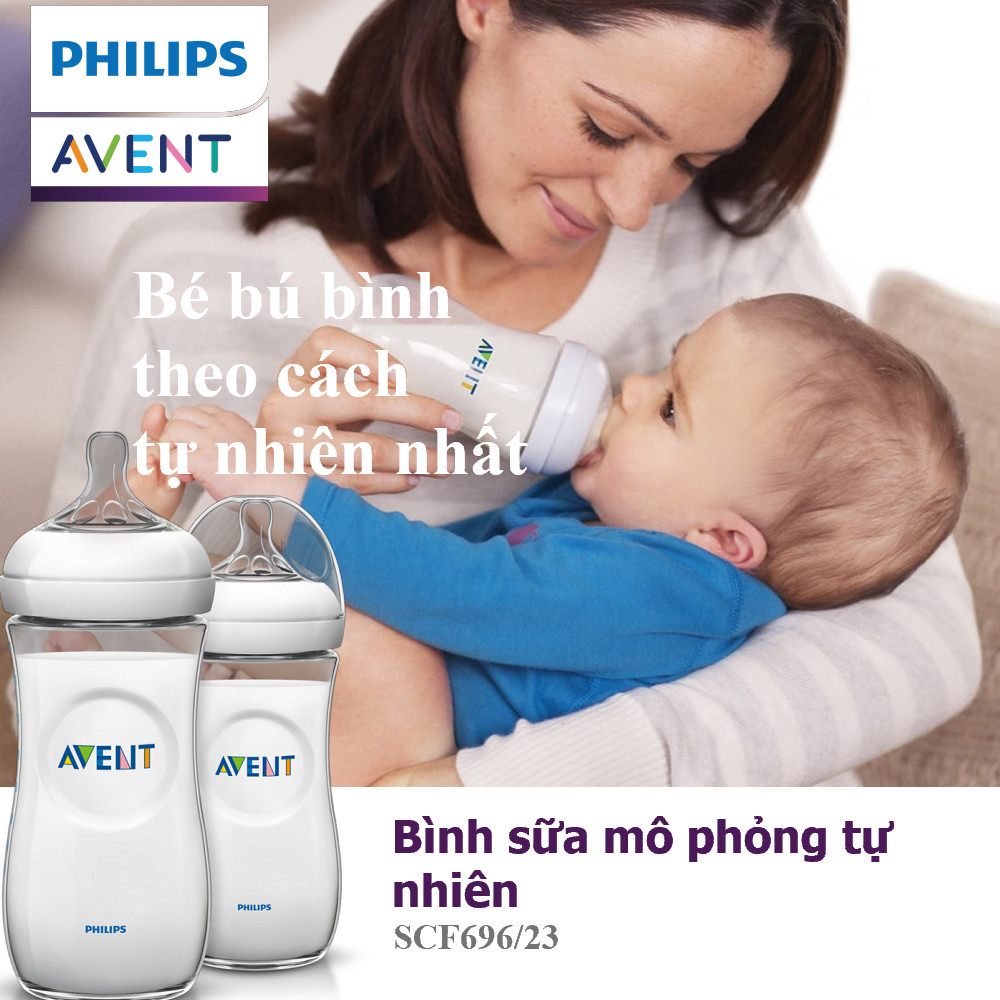 Bộ 02 Bình sữa mô phỏng tự nhiên hiệu Philips Avent (330ml) cho trẻ từ 6 tháng tuổi SCF696/23