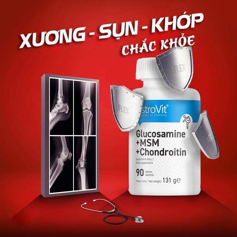 Viên Uống Hỗ Trợ Xương Khớp Ostrovit Glucosamine + MSM + Chondroitin (90 Viên) Thực Phẩm Bổ Sung Sức Khỏe | Nhập Khẩu Ba Lan