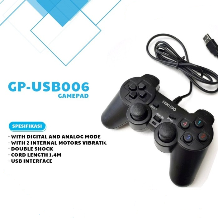 Tay cầm chơi game MKS GP-USB006 với thiết kế màu đen sử dụng khi chơi game-HT
