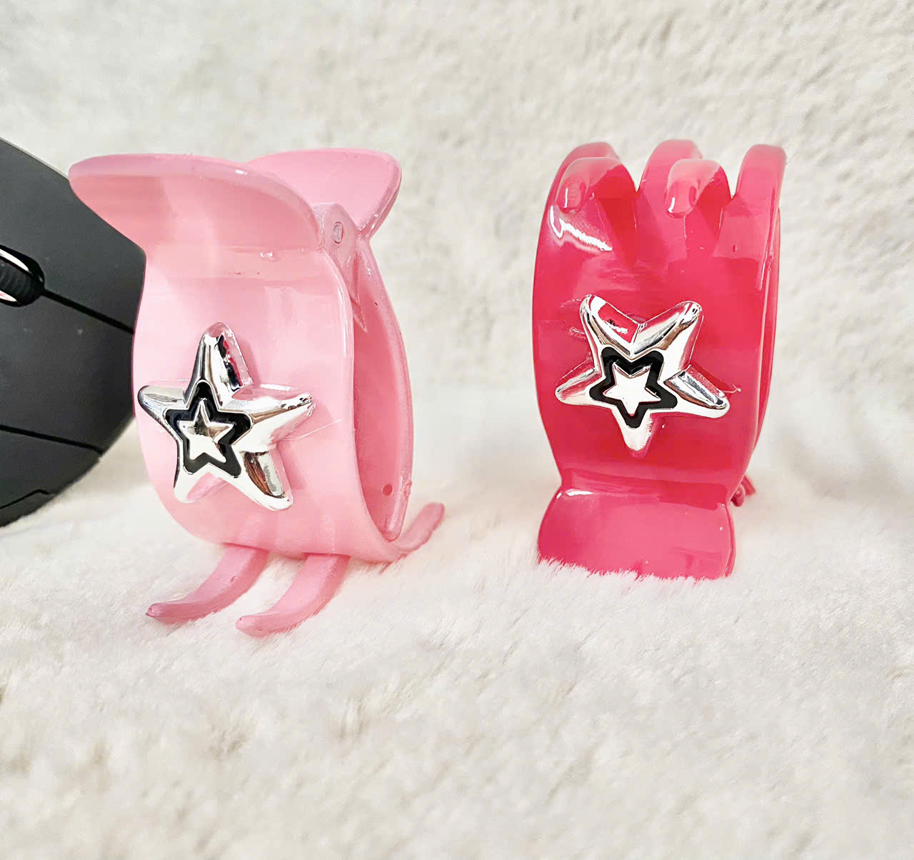 Combo 2 kẹp càng cua màu hồng đính ngôi sao
