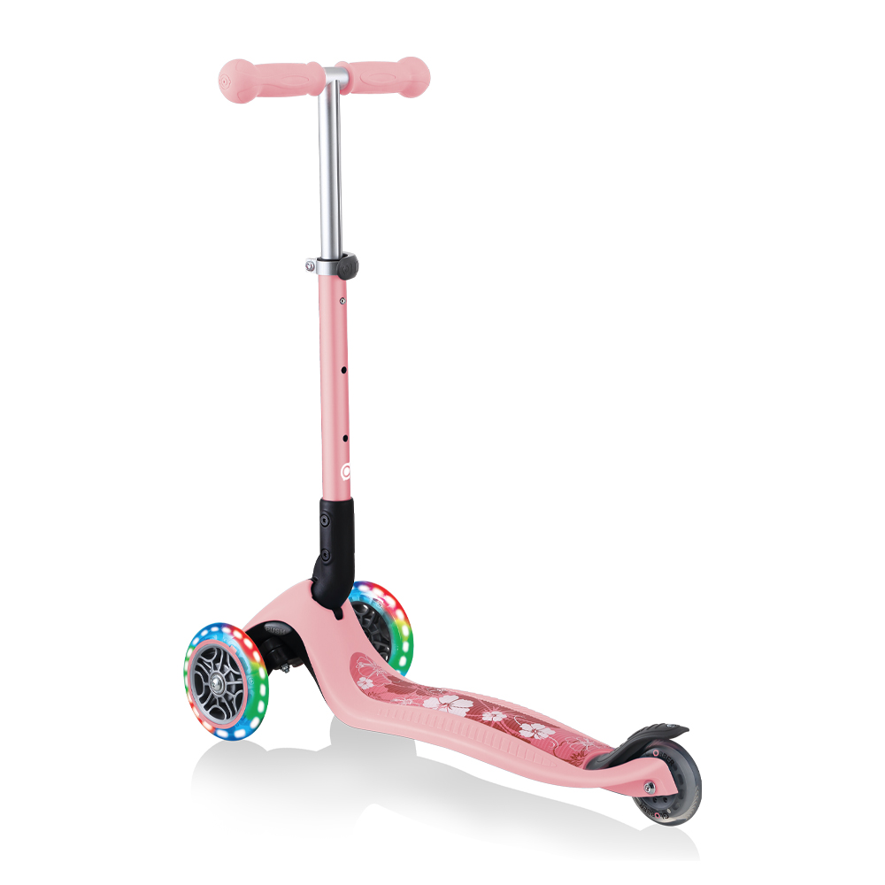 Xe Trượt Scooter 3 Bánh Gấp Gọn Có Bánh Xe Phát Sáng Globber Junior Fantasy Cho Trẻ Em Từ 2 Đến 6 Tuổi - Hồng Pastel Có Họa Tiết