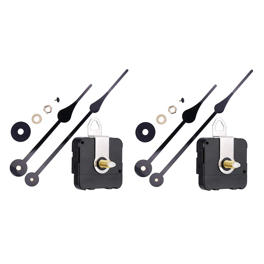 2Pcs Quartz DIY Wall Clock Movement with Large Black Hands Repair Tool