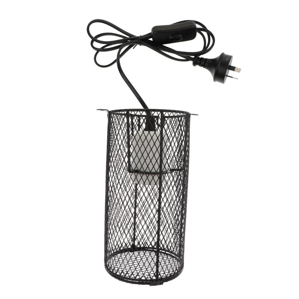 2x Reptile Terrarium Heat Lamp Light Bulb Anti-Scald Lampshade Cage Fixture