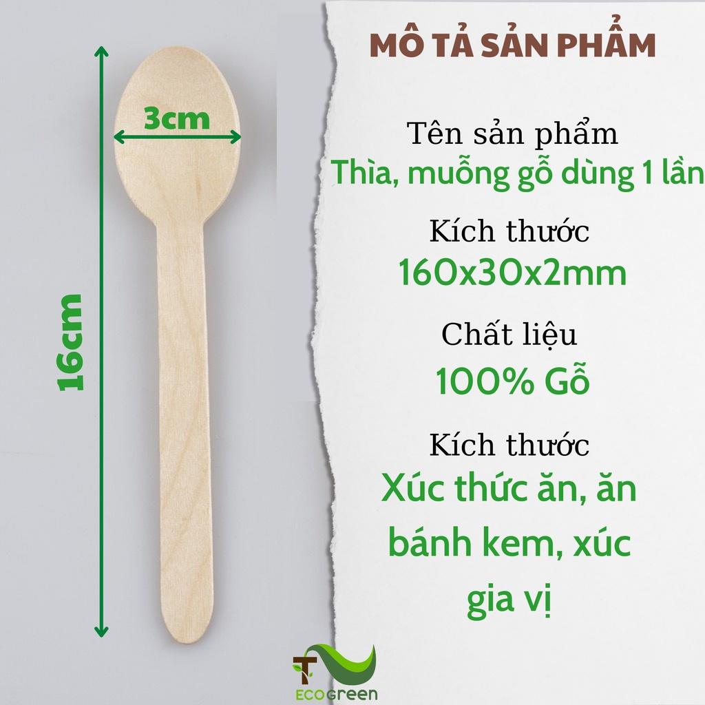 (Túi 100 cái)Thìa Gỗ, Muỗng Gỗ Dài Dùng 1 Lần Chất Lượng Cao An Toàn Cho Môi Trường