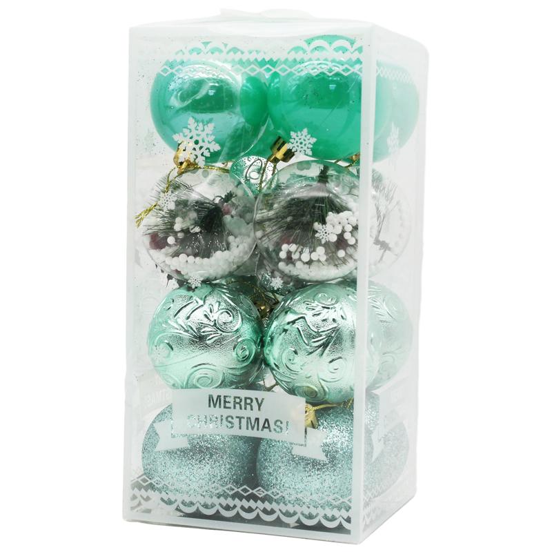 Hộp 16 Trái Châu Trang Trí Giáng Sinh - 6ADPIE16-E78 - Màu Xanh Mint