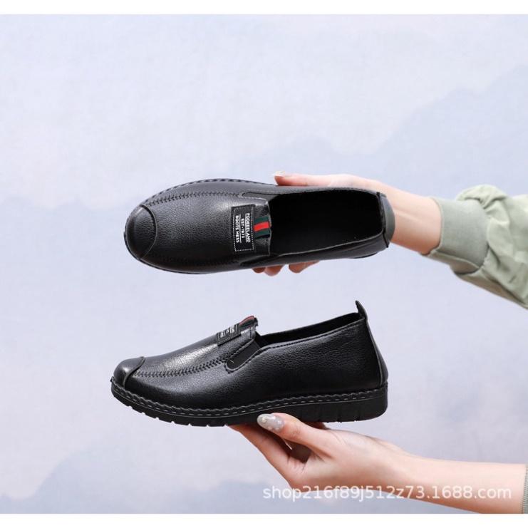 BIGSIZE 35 - 41 Giày nữ da trung niên ấm đế su mềm QUẢNG CHÂU đế bằng chống trượt tặng bà mẹ big size đại mùa đô